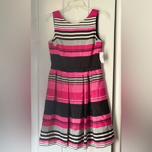 Dress Barn Pink and Black Striped Casual Dress
